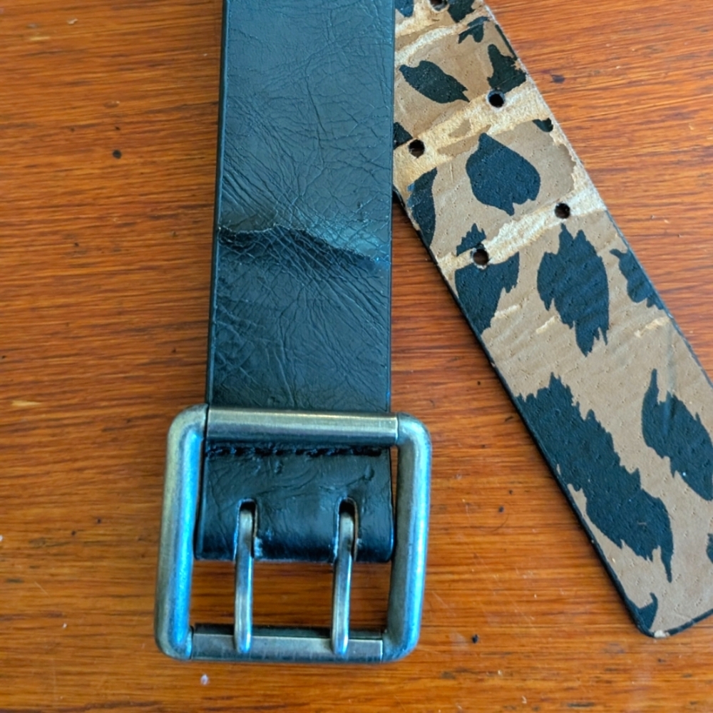 Betsey Johnson Reversible Black/Animal Print Belt